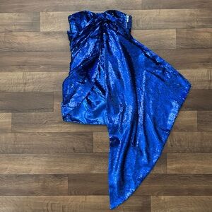 House of CB Size Extra Small NWT Gisele Cobalt Blue Sequin Strapless Mini Dress